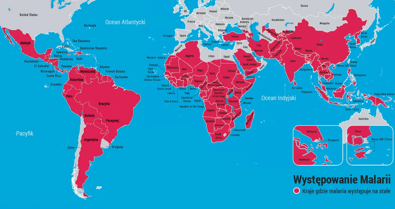 mapa ryzyka malarii w Namibii