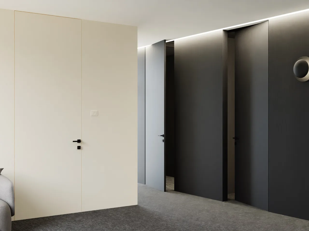 ukryte zawiasy drzwi rewersyjne