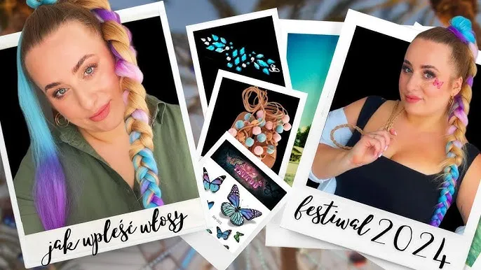 nowoczesna stylizacja włos&oacute;w z brokatem na festiwalu