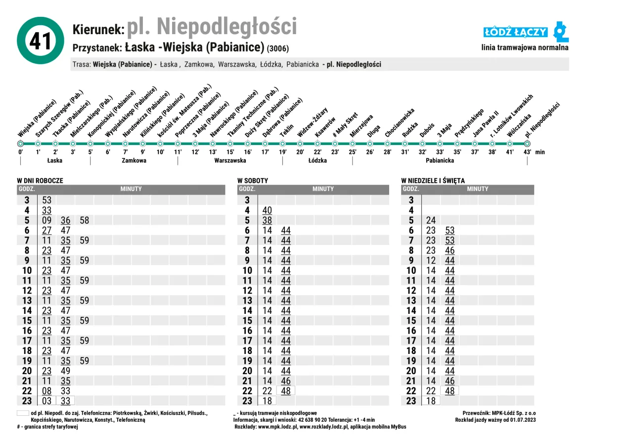 Rozkład jazdy MZK Pabianice strona internetowa
