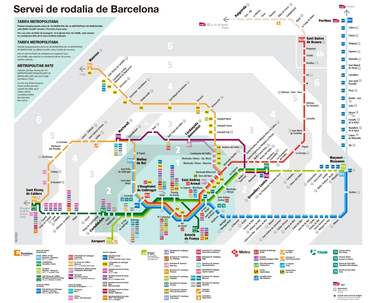 Mapa transportu publicznego w Barcelonie