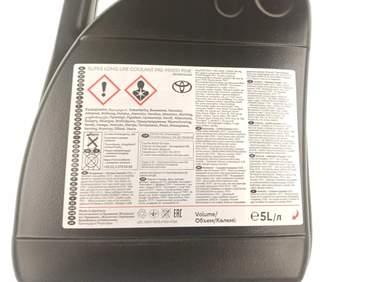 etykieta płynu chłodniczego zgodność Toyota SLLC