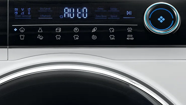 Panel sterowania pralko-suszarki Haier z ikonami suszenia