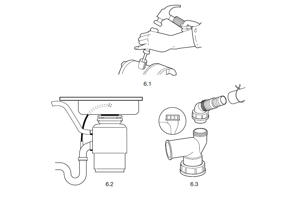 Młynek do odpadów pod zlewem schemat montażu