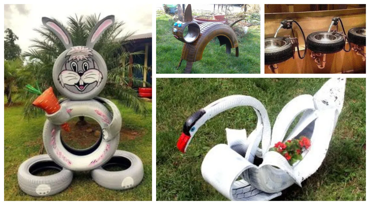 Kreatywne pomysły z opon w ogrodzie, meble z opon DIY