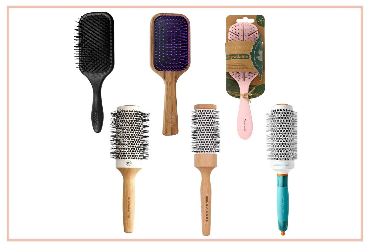 r&oacute;żne typy szczotek do włos&oacute;w plastikowa drewniana naturalne włosie