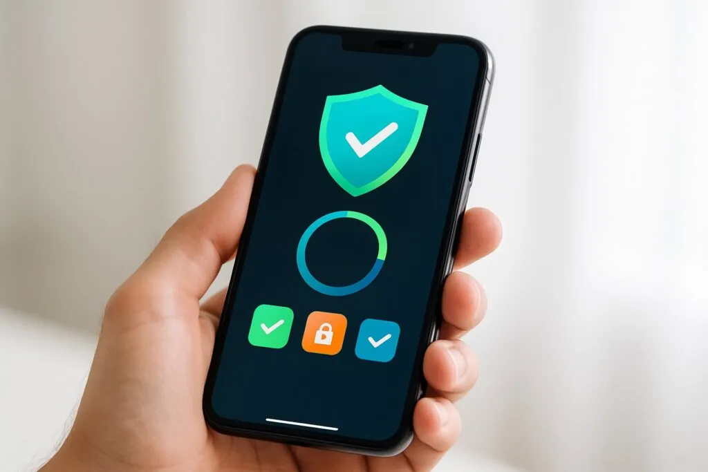 Smartfon z ikoną antywirusa