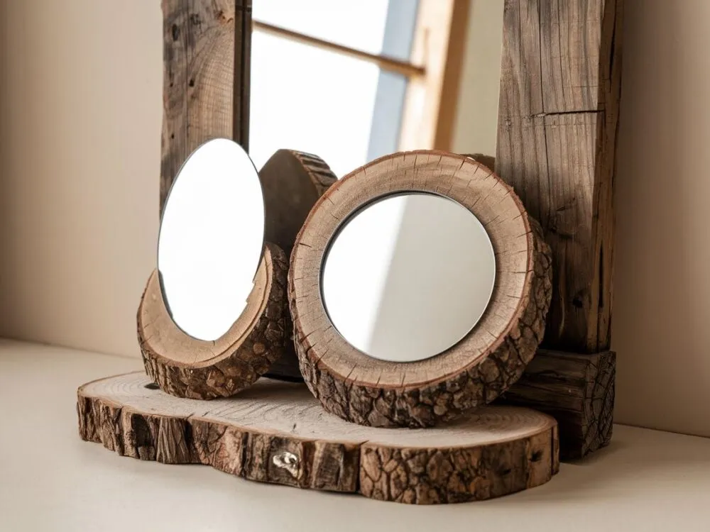 rama lustra DIY drewniana boho industrialna