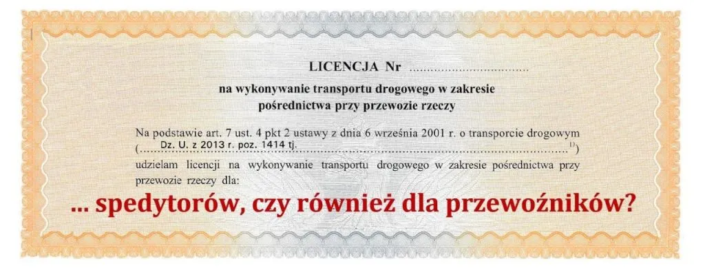 licencja na pośrednictwo przy przewozie rzeczy GITD