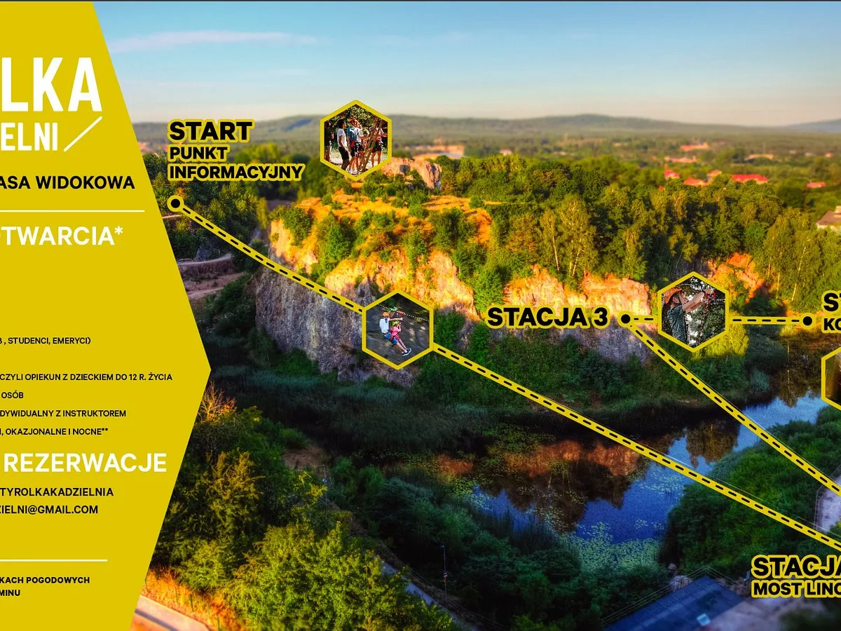 Park linowy Kadzielnia Kielce widok z góry