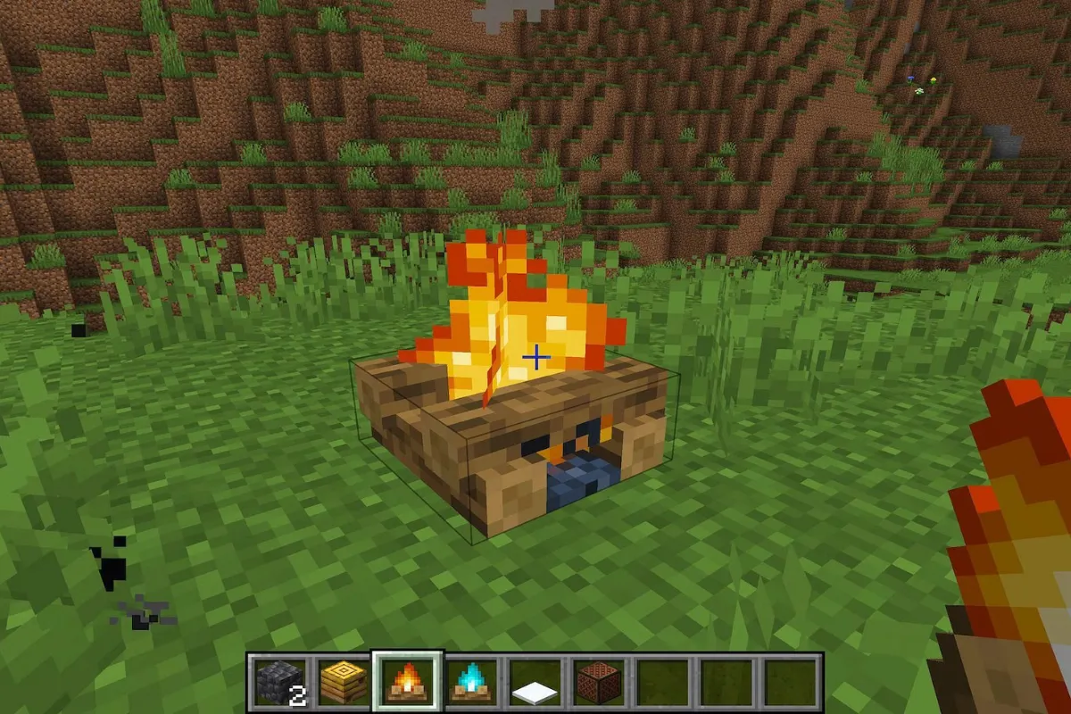 minecraft ognisko deszcz