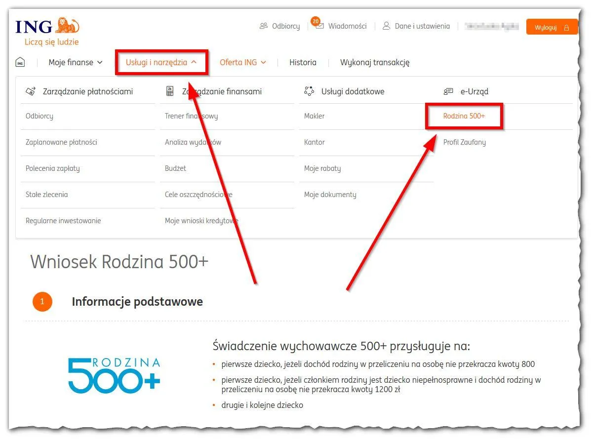 składanie wniosku 800 plus online