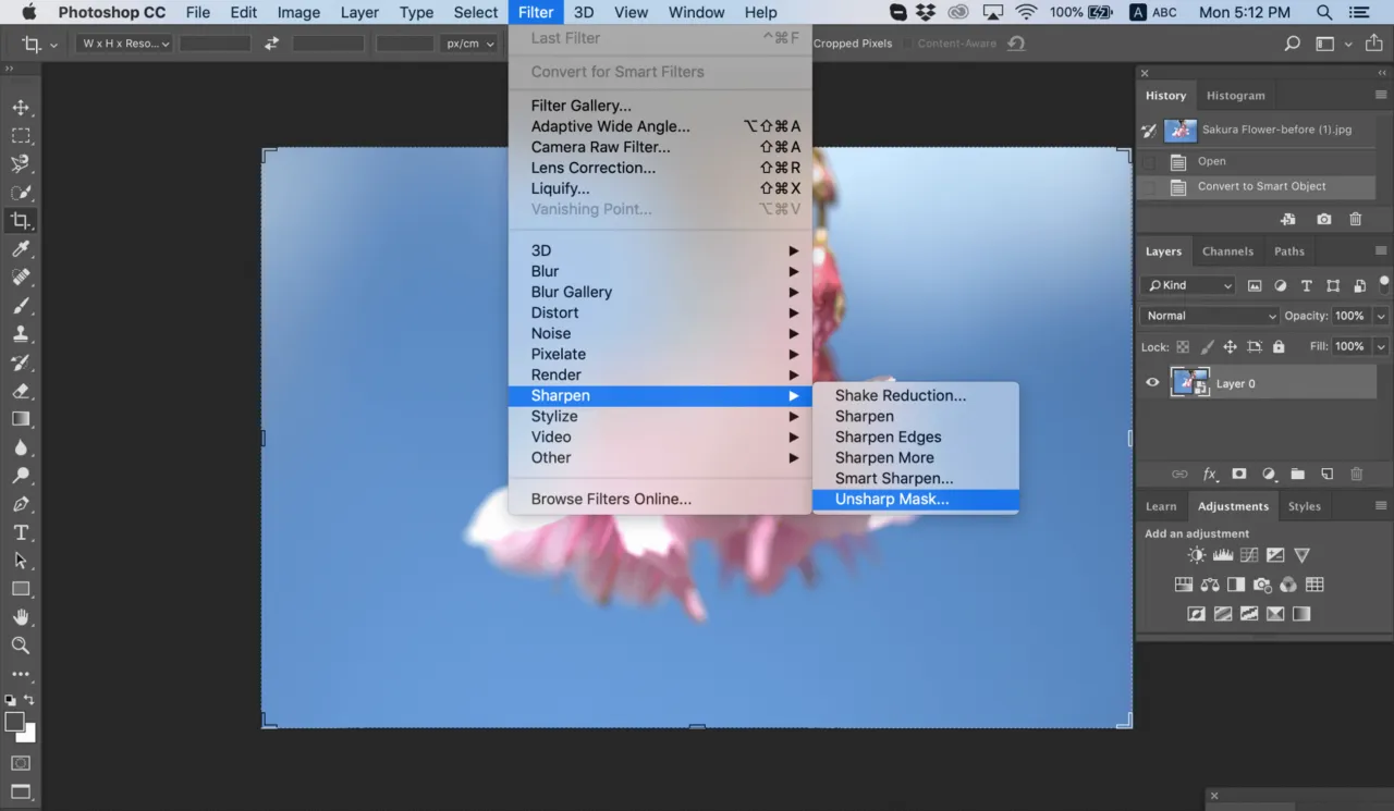 Photoshop Maska Wyostrzająca okno dialogowe