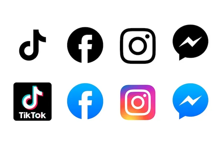 Vergleich Logos Social Media Facebook Instagram TikTok