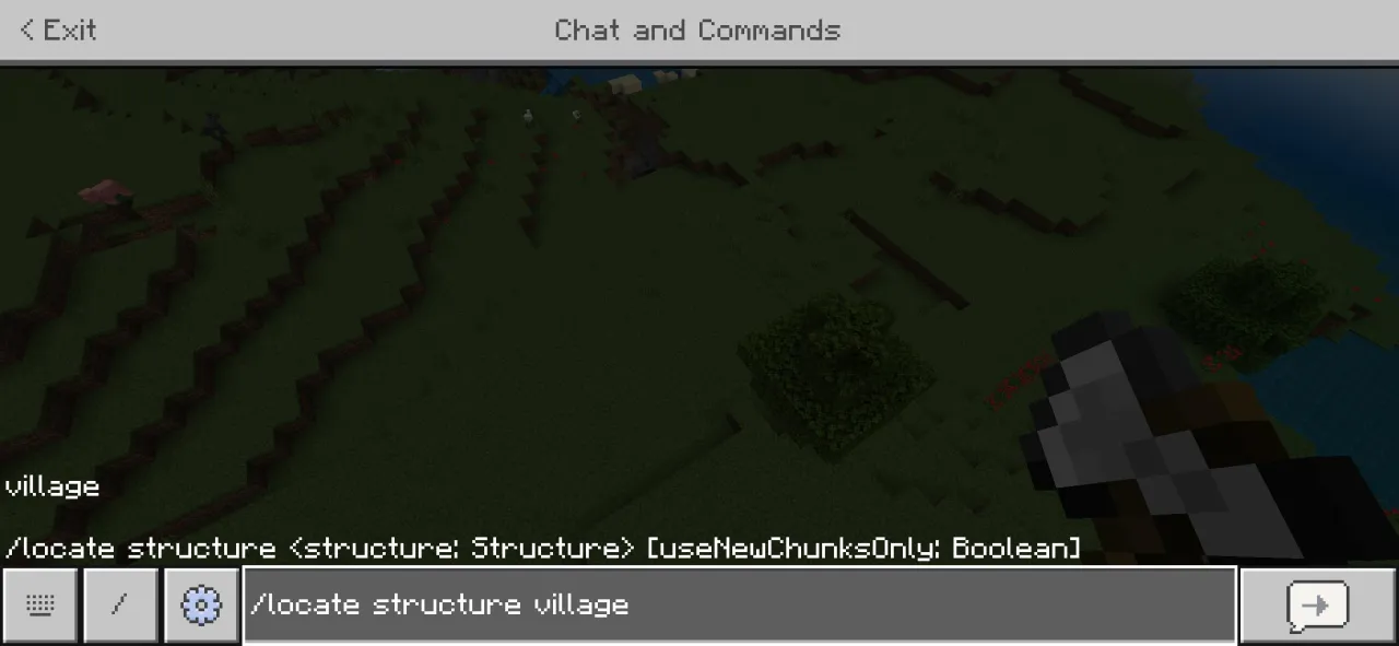 Minecraft komenda locate structure village w czacie