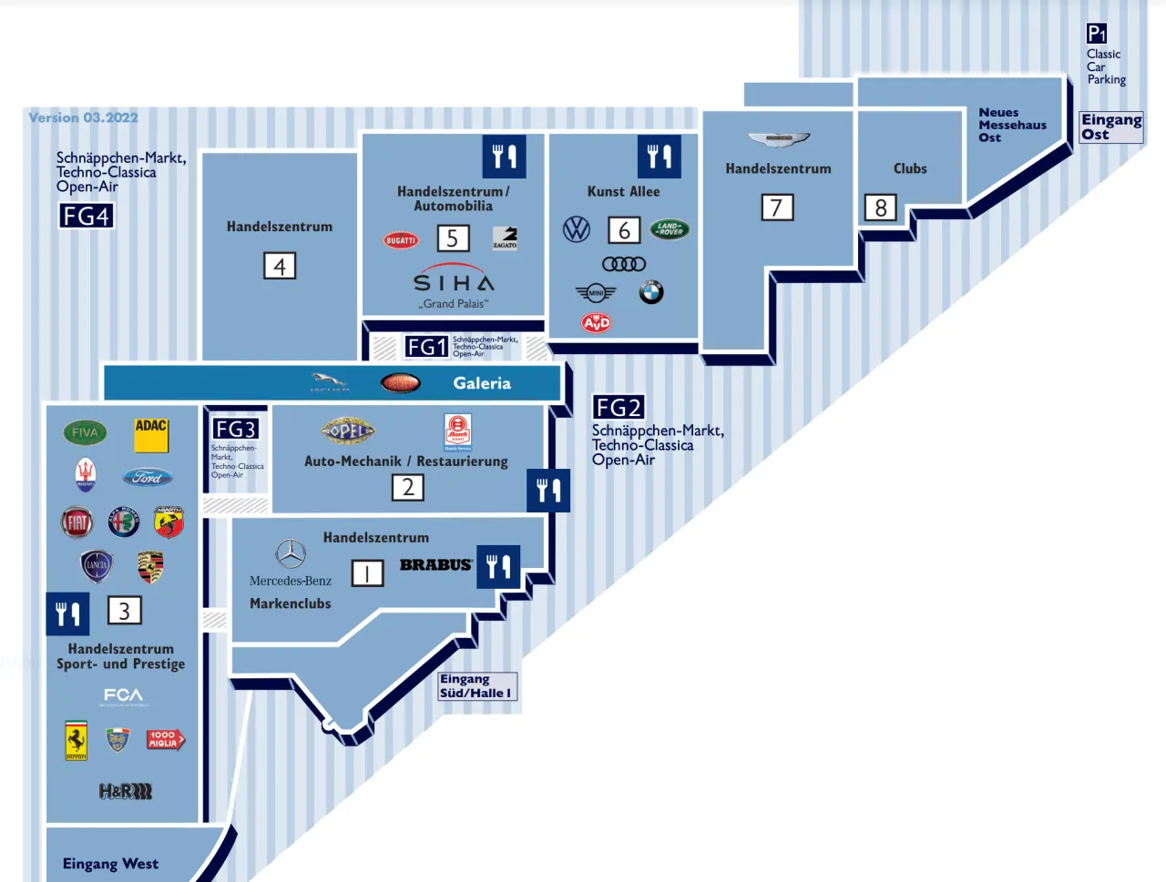 Essen Motor Show Hallen&uuml;bersicht verschiedene Themenbereiche