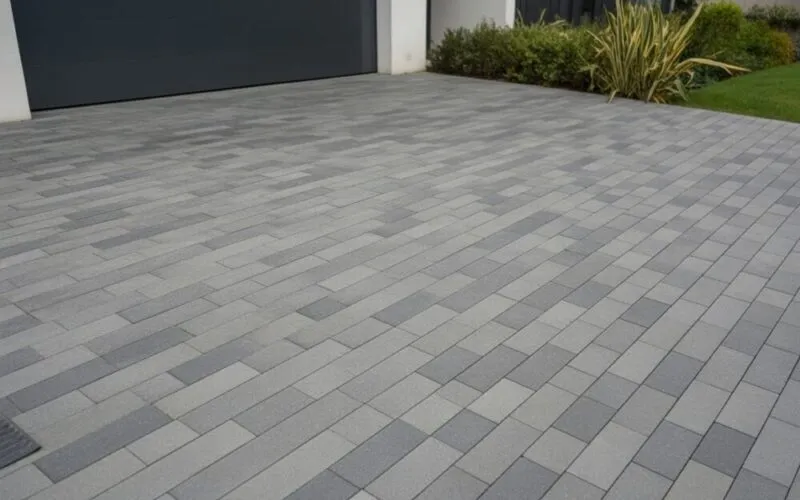 podjazd kostka brukowa samoch&oacute;d dostawczy śmieciarka