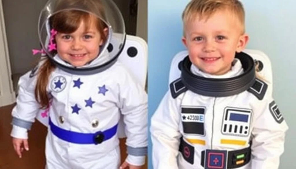 dziecko w hełmie astronauty DIY z papier mache