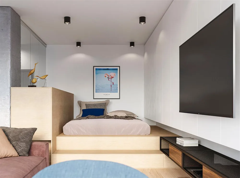 Wielopunktowe oświetlenie w małym salonie