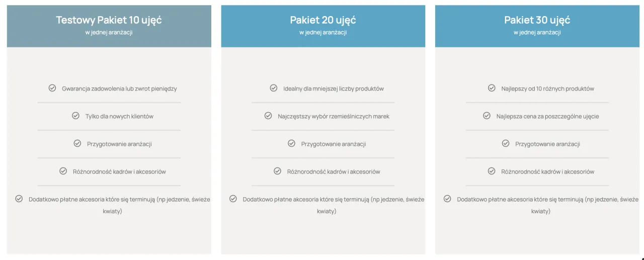 Porównanie pakietów: 10, 20, 30 ujęć. Sprawdź, ile bierze fotograf za sesję i wybierz najlepszą opcję dla siebie.