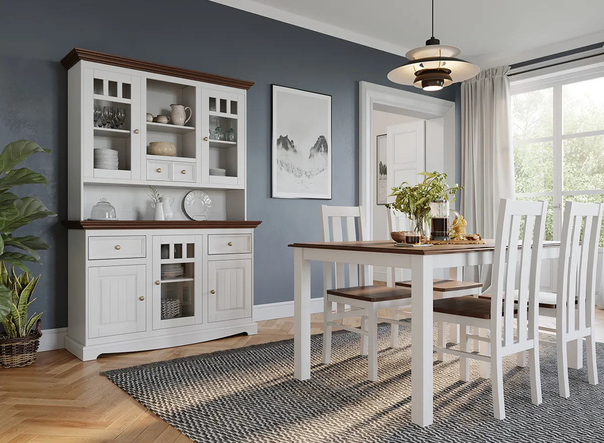 biała kuchnia st&oacute;ł styl skandynawski nowoczesny loft glamour