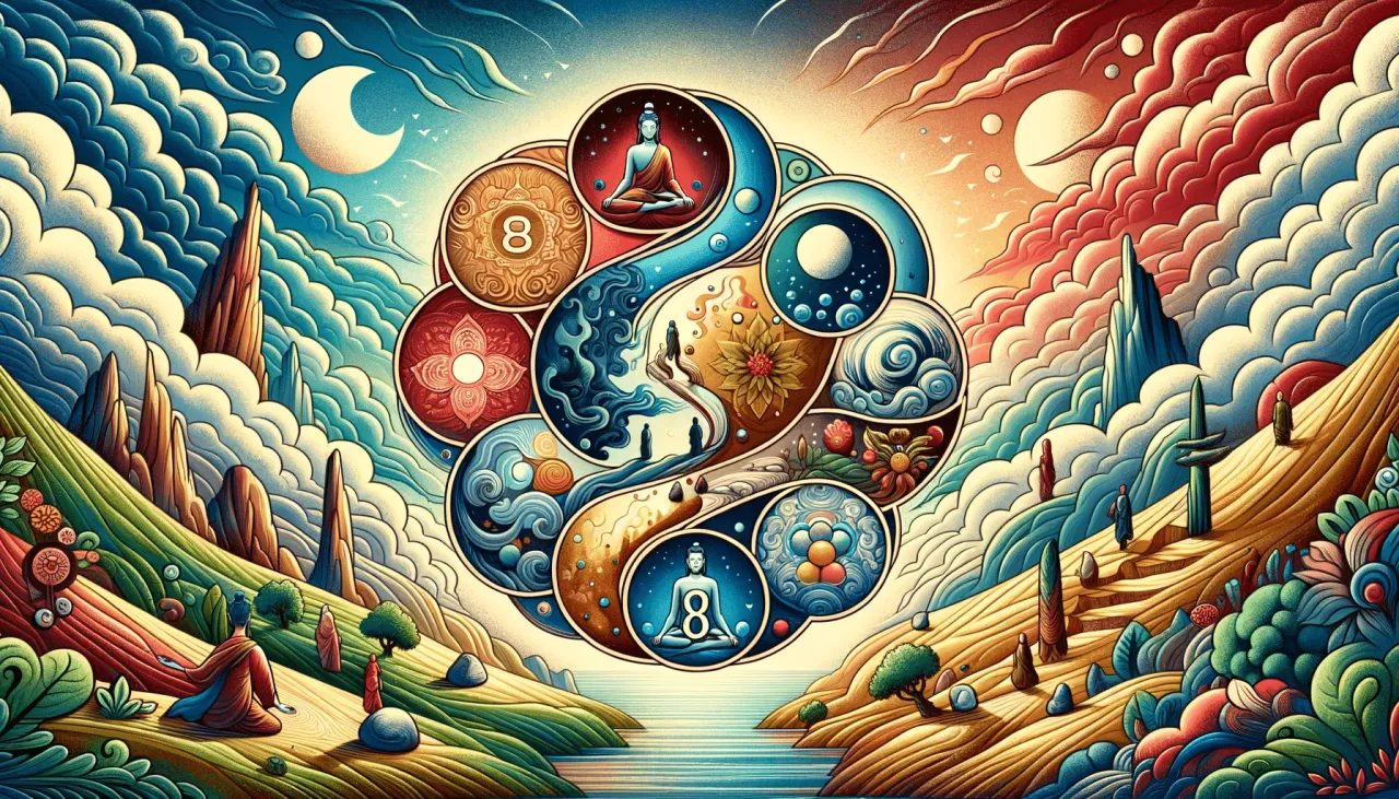 Wizualizacja Ośmiorakiej Ścieżki buddyzmu