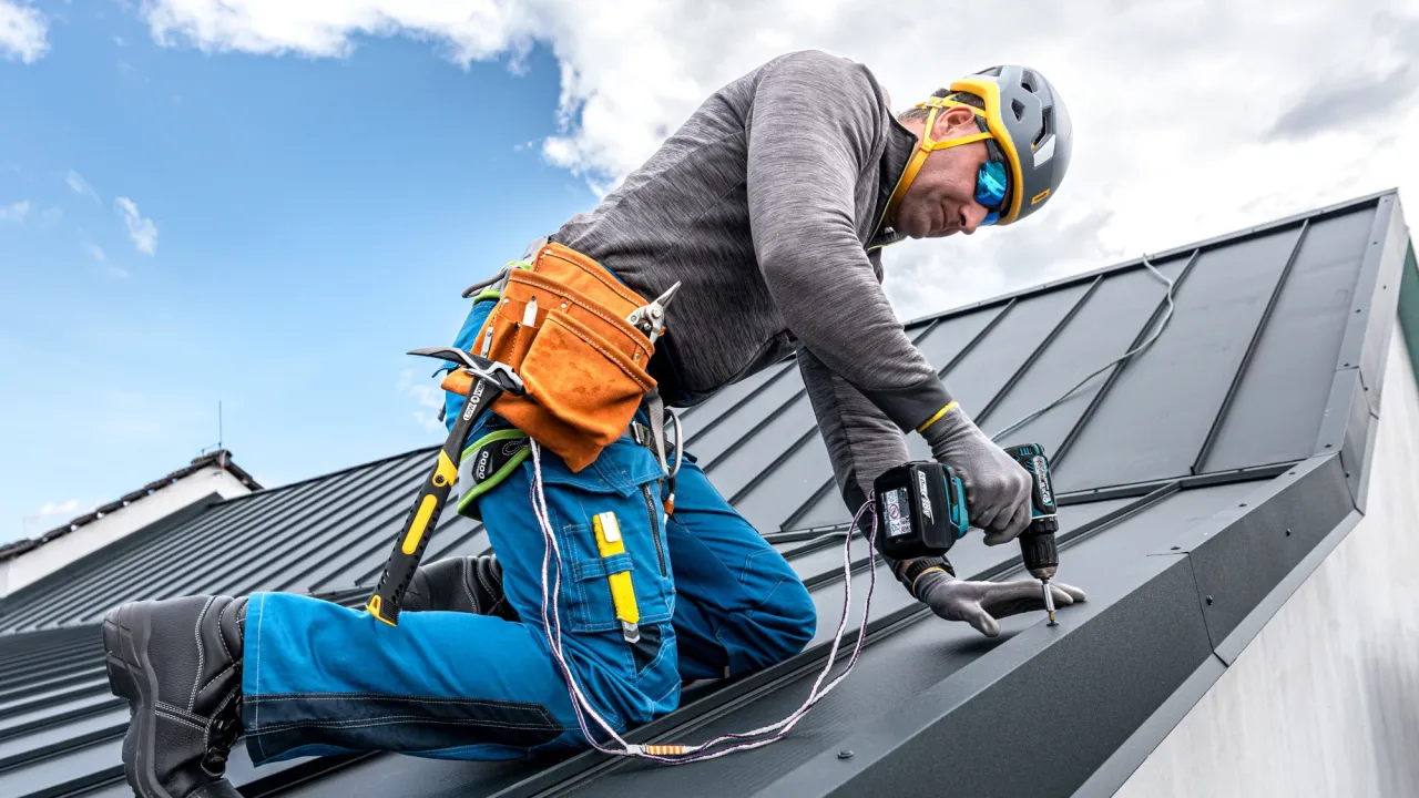 bezpieczeństwo dekarza na dachu