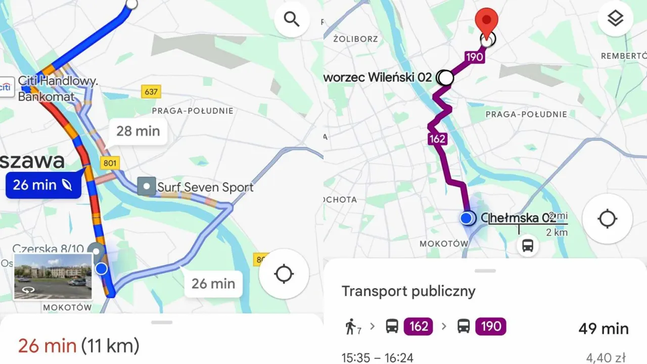 Mapy Google przystanek autobusowy