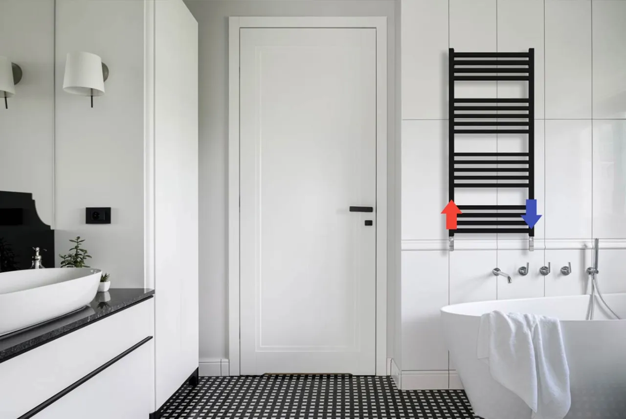 Rodzaje podłączeń grzejnik&oacute;w łazienkowych schemat