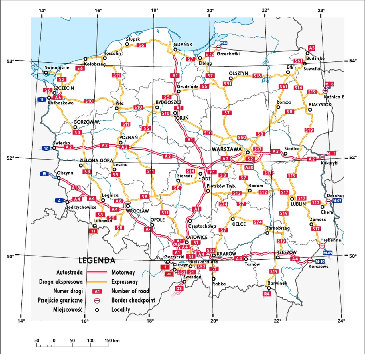 mapa Polski z zaznaczonymi różnymi miastami i strzałkami symbolizującymi przemieszczanie się
