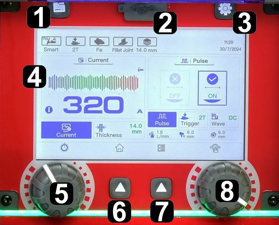 spawarka TIG panel sterowania