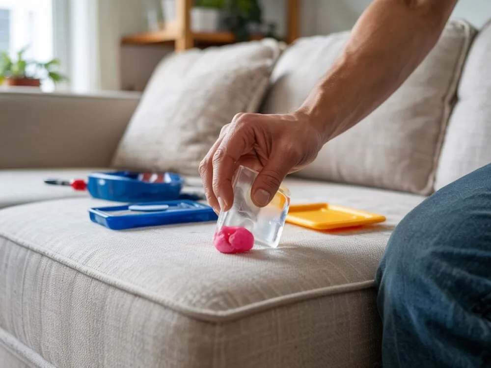 guma do żucia na kanapie l&oacute;d