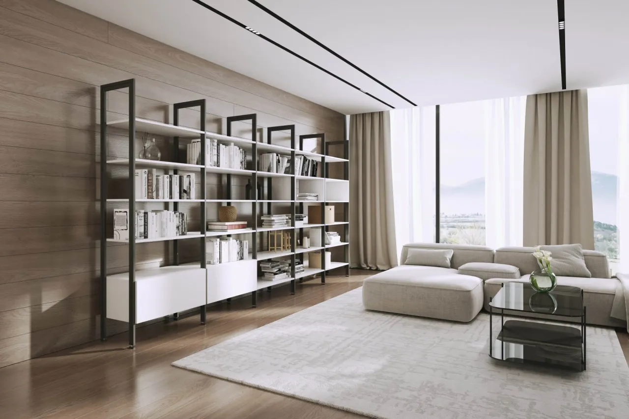 Nowoczesny salon z wydzielonymi strefami