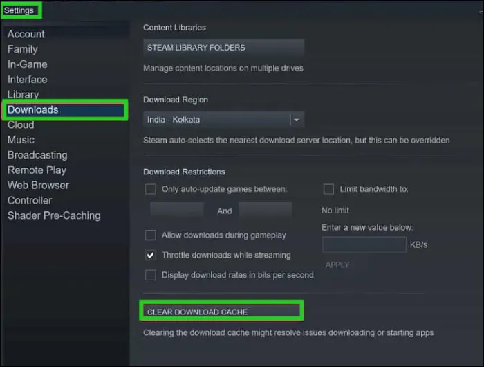 Naprawa usługi Steam wiersz poleceń