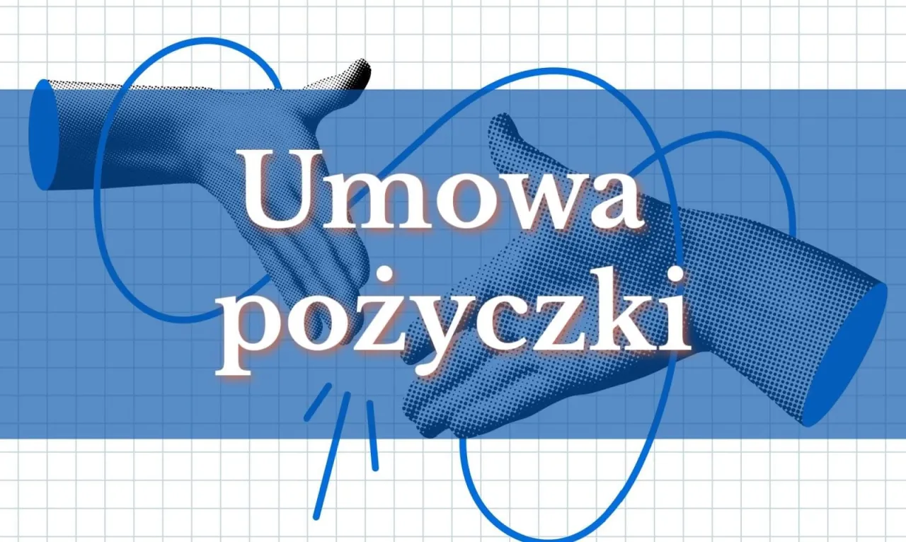 Umowa pożyczki: gdzie jest haczyk? Dwie dłonie symbolizują transakcję, a tekst ostrzega przed ukrytymi pułapkami.