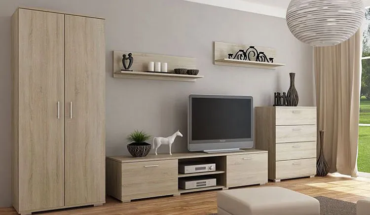 Jasne meble dąb sonoma inspiracje kolor ścian