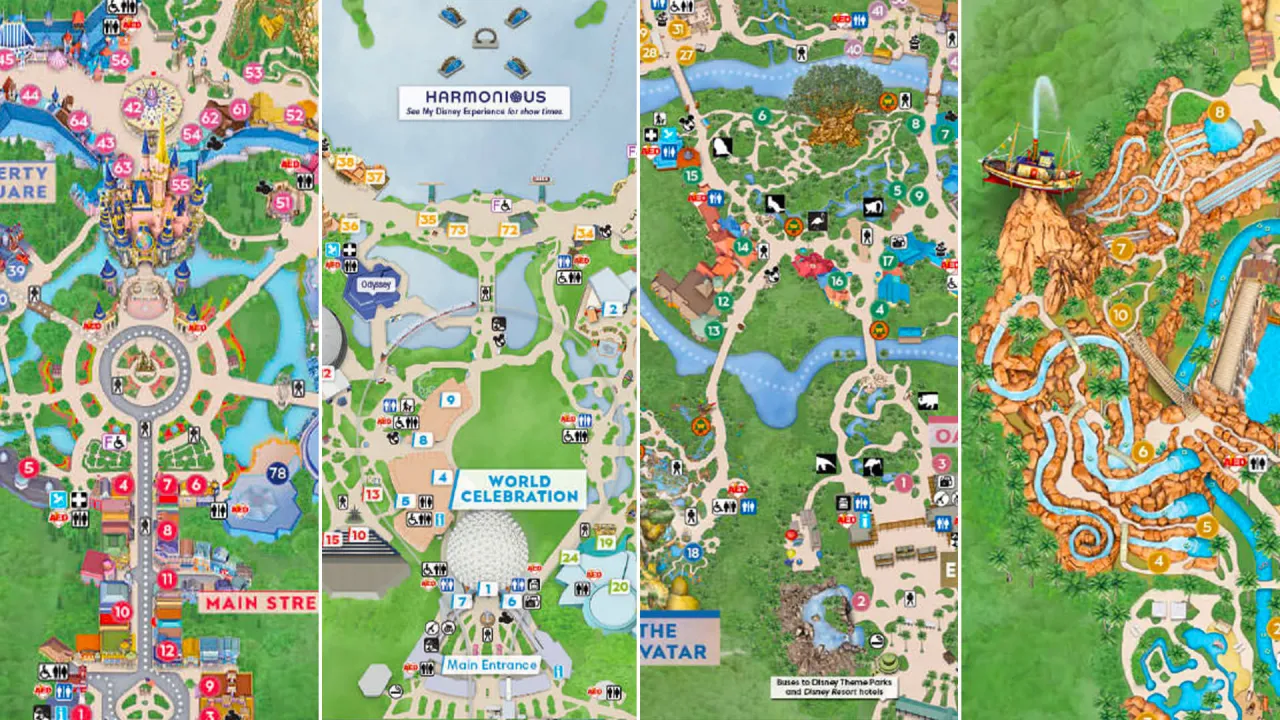 Carte des parcs d'attractions majeurs Orlando