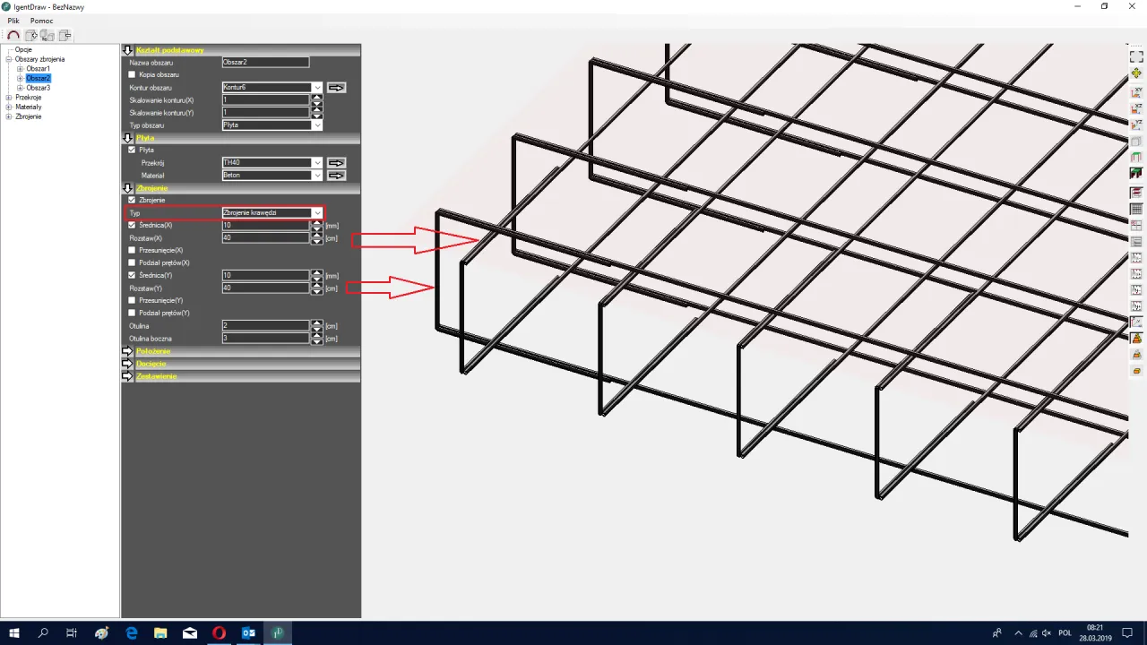 Zbrojenie krawędzi płyty drogowej detal