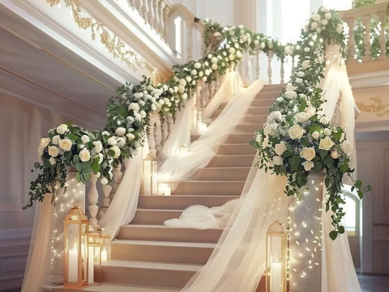 Inspiracje dekoracji schod&oacute;w na wesele r&oacute;żne style