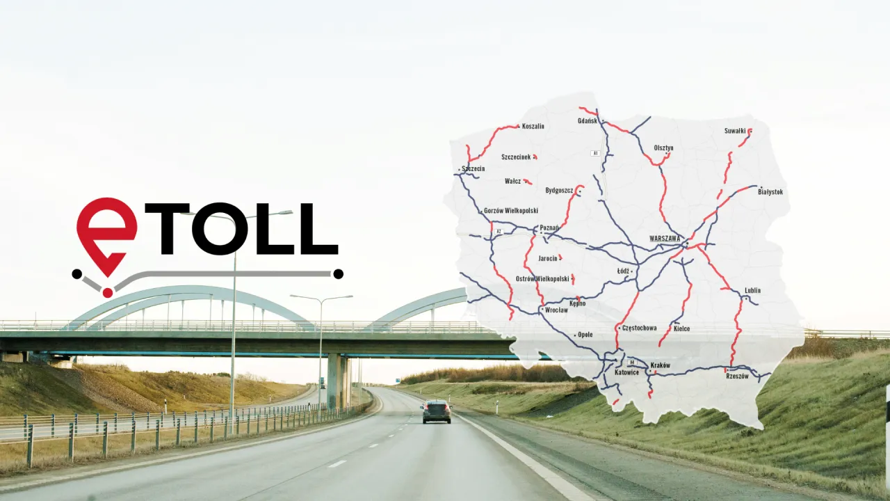 Mapa płatnych dr&oacute;g e-TOLL w Polsce