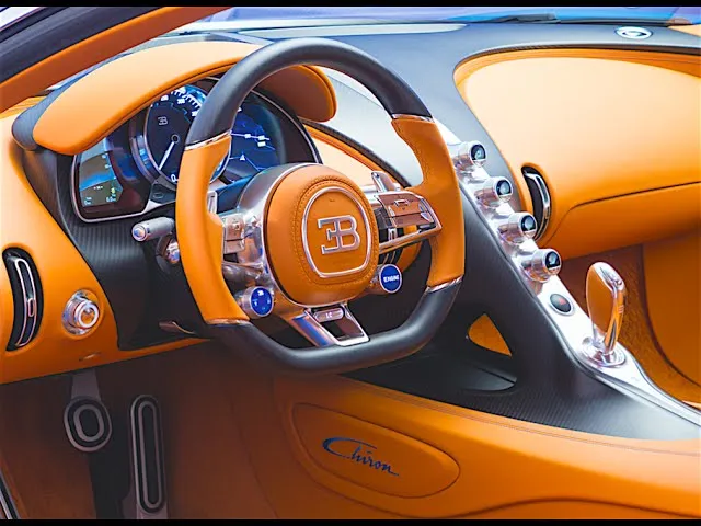 Wnętrze Bugatti Chiron kokpit