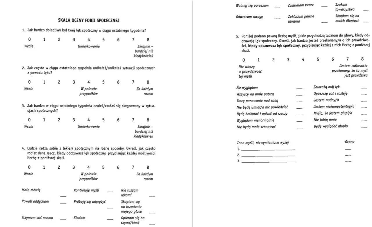 test na fobię społeczną