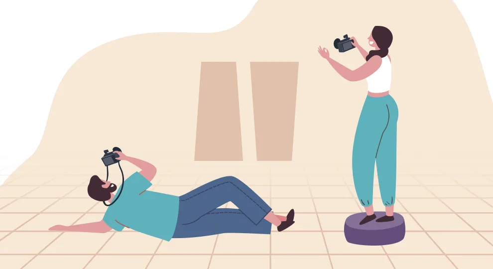 perspektywa w fotografii sylwetki, kąt aparatu wydłużający nogi