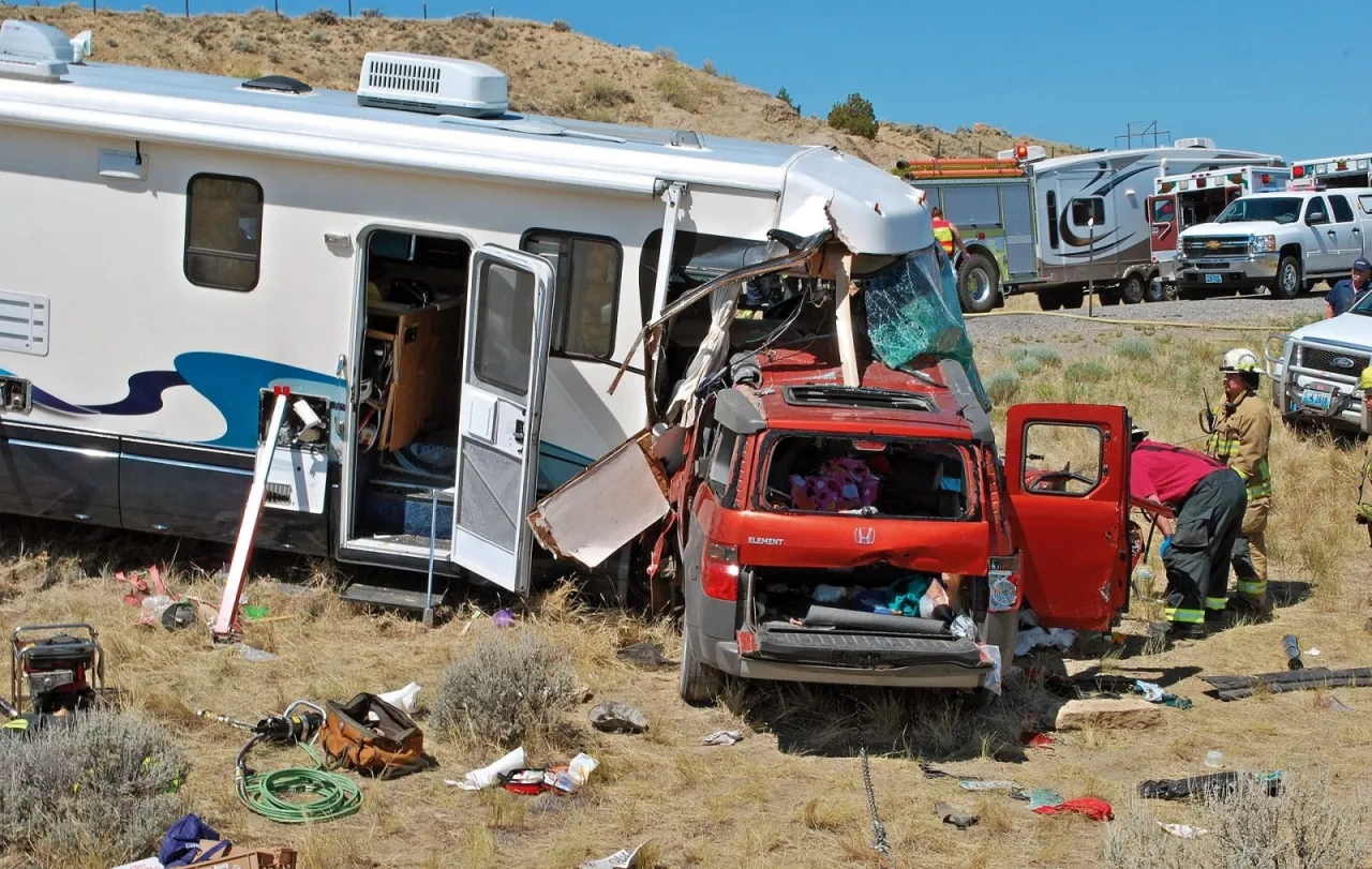 Wypadek kampera wnętrze