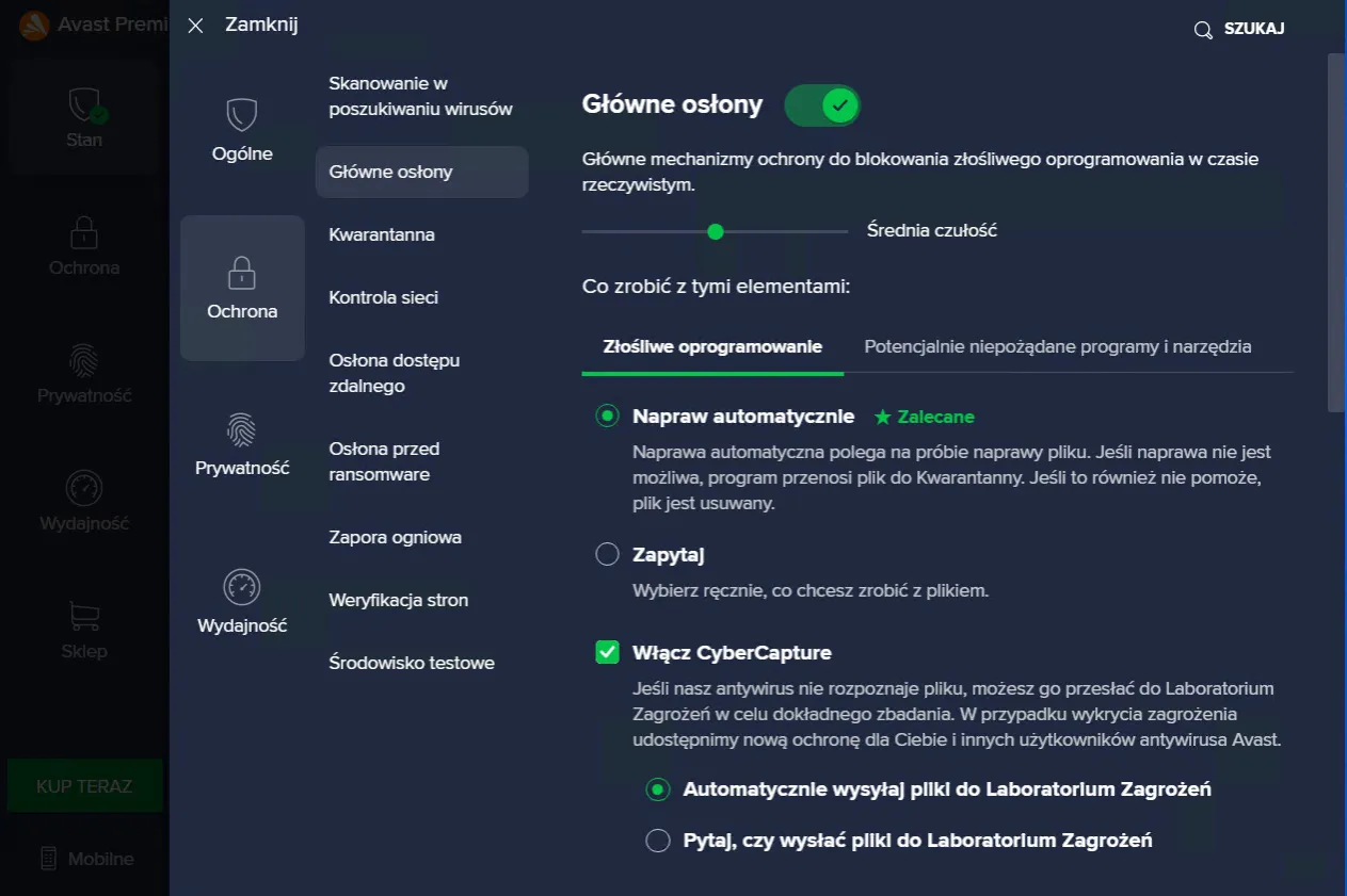 Avast wyłączanie osłon