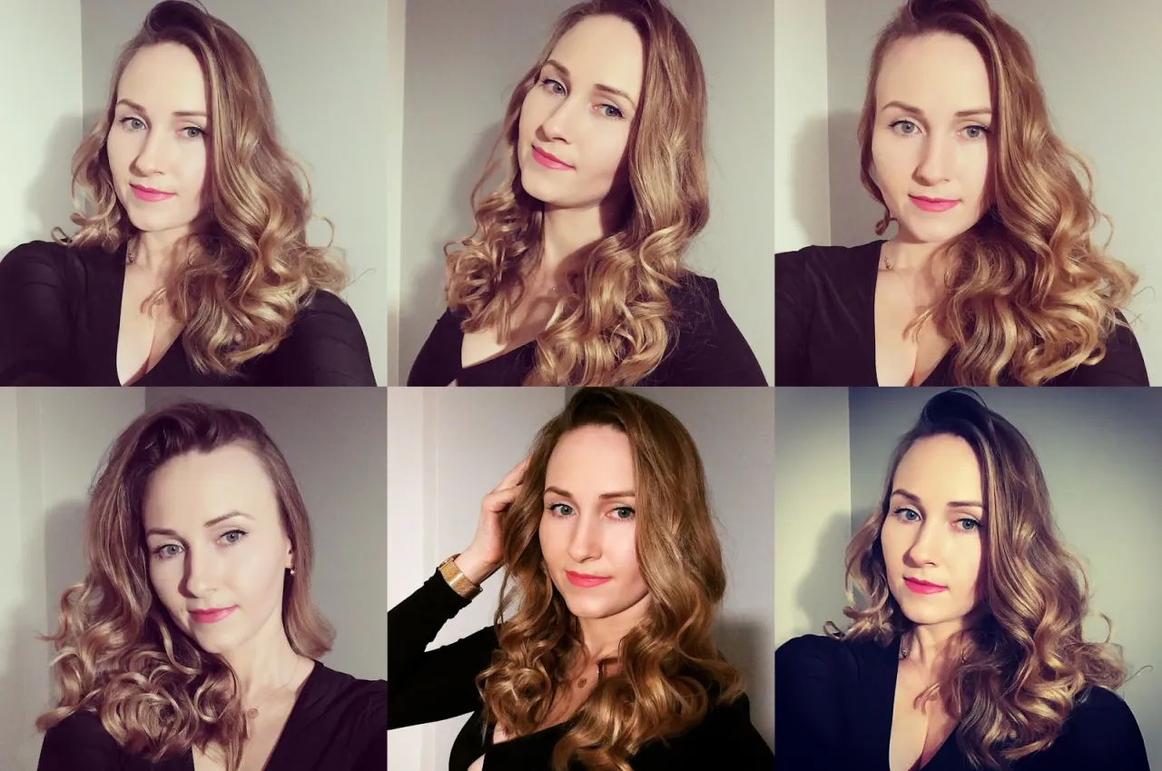 kobieta z lokami lokówką stożkową