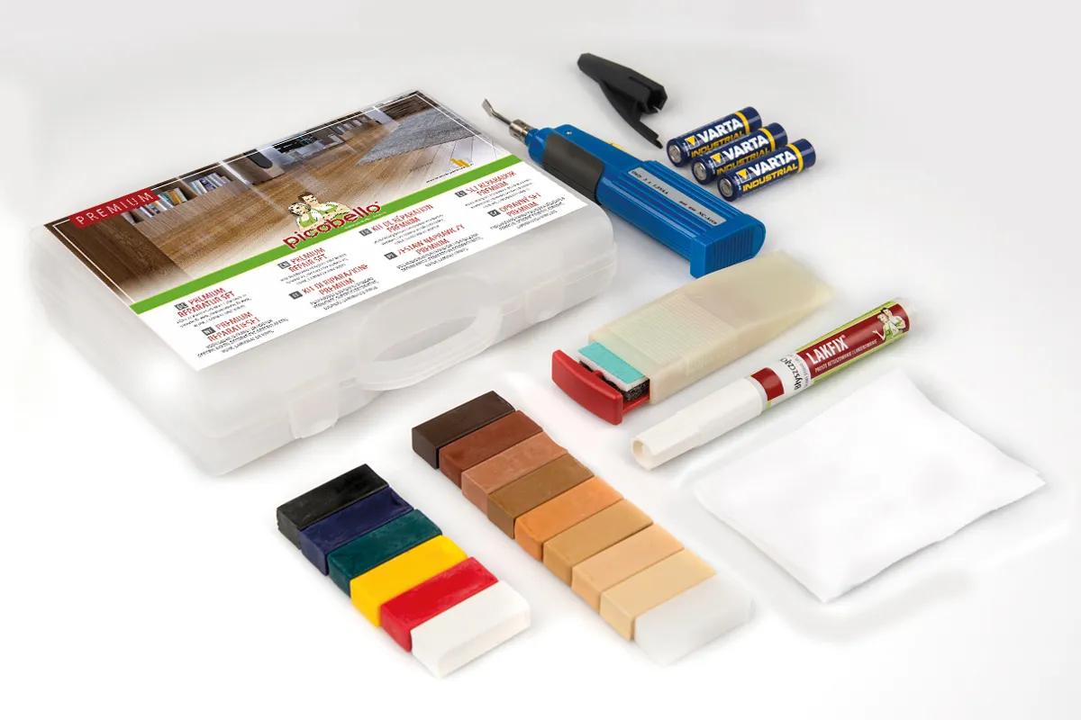 narzędzia i materiały do naprawy drzwi mdf, szpachla do drewna mdf, zestaw naprawczy do mdf