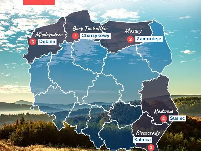 Mapa popularnych kierunk&oacute;w wakacyjnych Polska