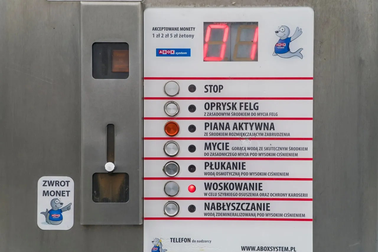 panel sterowania myjnia bezdotykowa programy