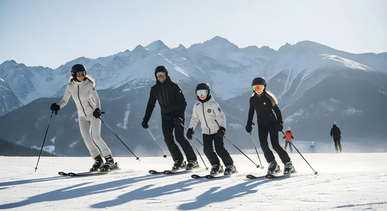 Zakopane zimą, narciarze na stoku